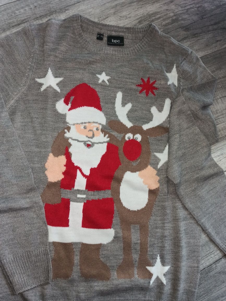 Męski sweter świąteczny Mikołaj renifer rozmiar S