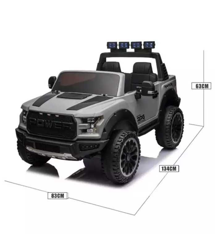 Samochód na akumulator Jeep Raptor F150 szary Pick-up 4x4 Mocny akku