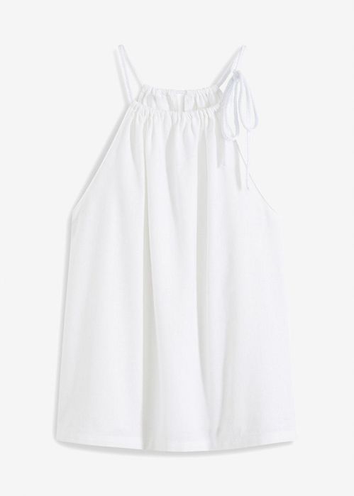 B.P.C biały top lniany oversize z wiązaniem 48.