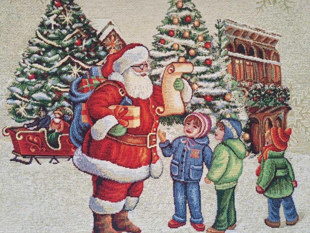Bieżnik ze Świętym Mikołajem 45x140 cm świąteczny gobelinowy V10