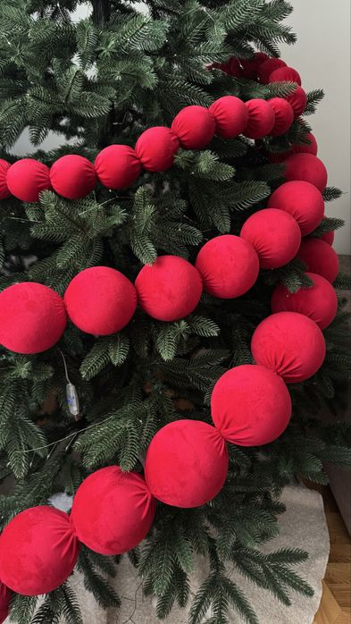 Буси декоративні для ялинки та фасаду. Гірлянда оксамитова