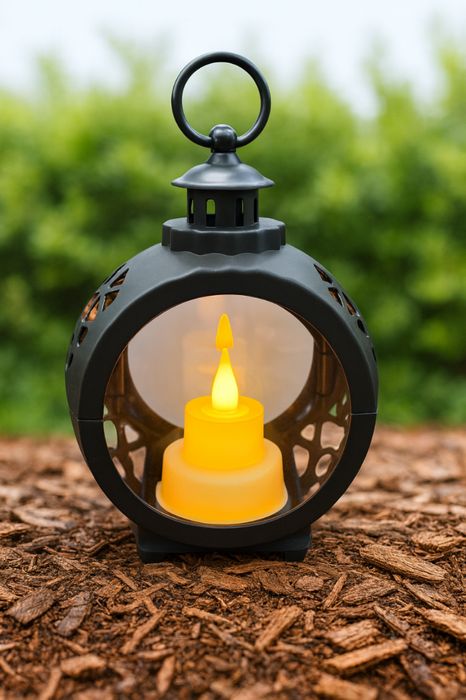 Lampion Latarenka 15 Cm Czarny – Świeca Led Na Baterie
