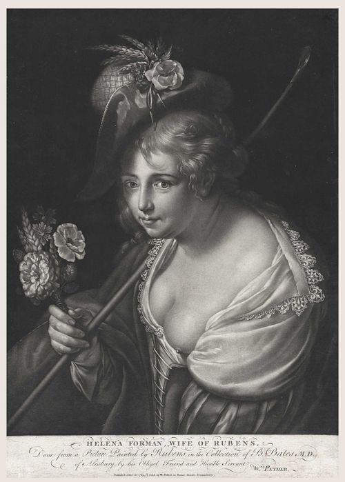 Litografia z 1780 rok, Helena Fourment żona Rubensa, 38cm x 53cm
