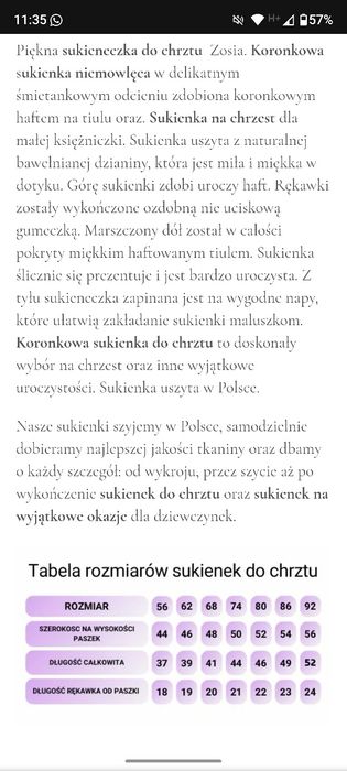 Komplet do chrztu dla dziewczynki 75