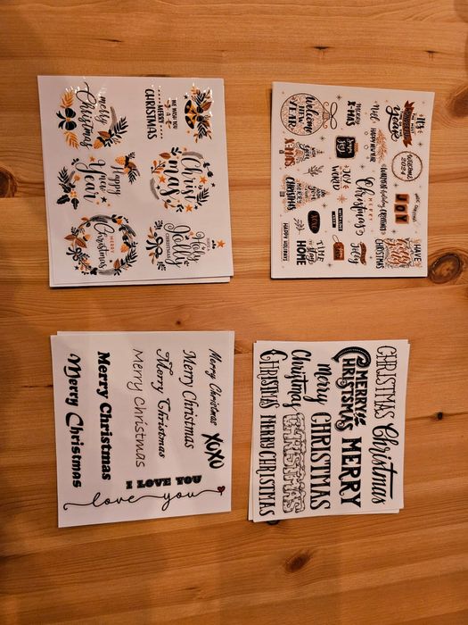 naklejki Złote choinki Bałwanki świąteczne wesołych świat na prezenty