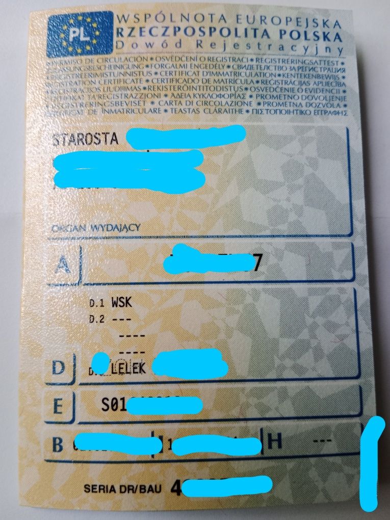 Wsk 125 kos lelek rama gil bąk shl silnik s2 wfm koła zarejestrowana