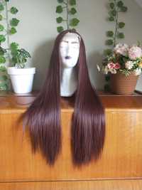 peruka lace front brązowa