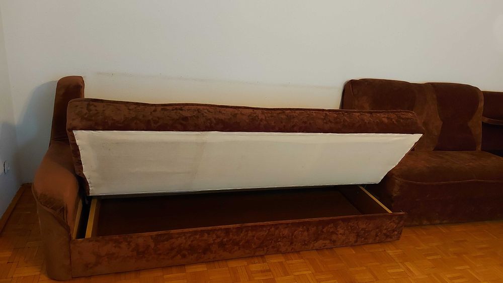 Duży narożnik z funkcją spania -  komplet 3 sof