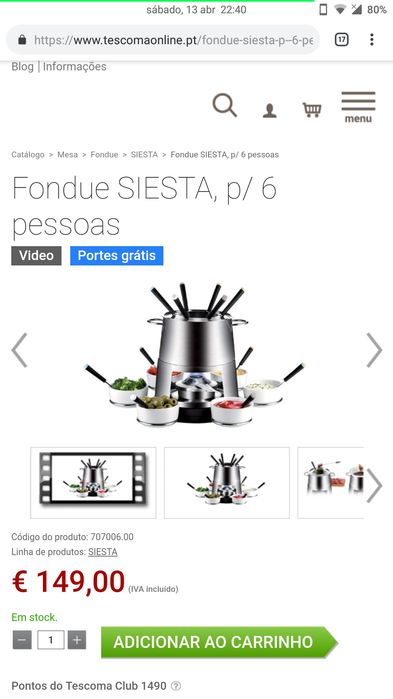 Fondue TESCOMA SIESTA, p/ 6pessoas. Caixa selada, novo.