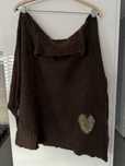 Sweter brazowy minouu serce welna wiskoza akryl