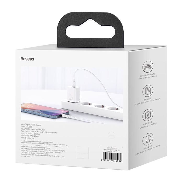 Szybka Ładowarka Baseus Super Si 1C USB-C 20W PD - Biała