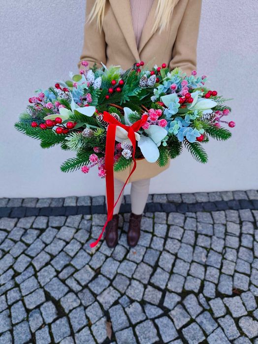 Wieniec na drzwi 50 cm,ścianę,wianek świąteczny,stroik,Boże Narodzenie