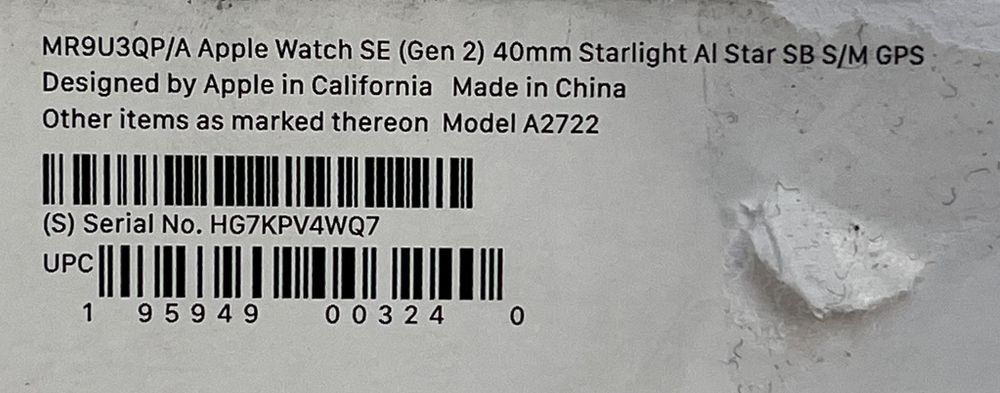 OUTLET Apple Watch SE 2gen 40mm nieaktywowany FV23