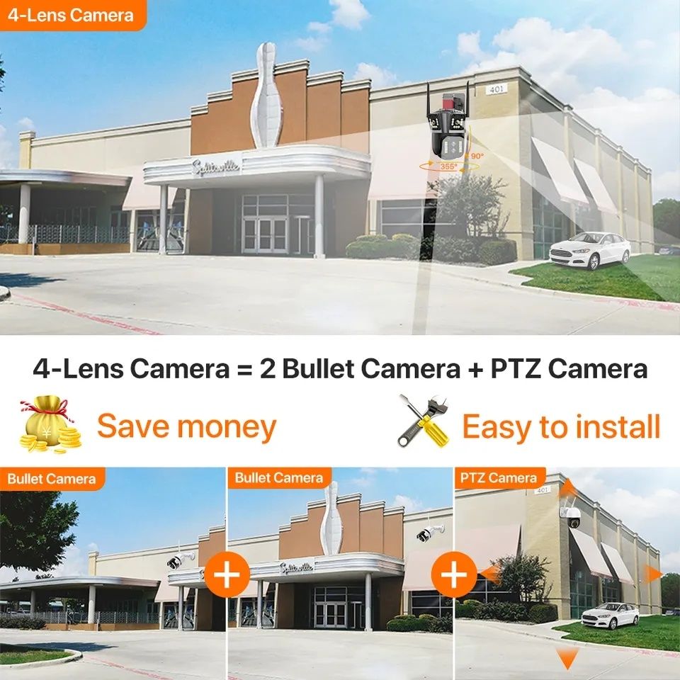 Камера IP PTZ 16мп  10×zoom 3 зображення вулична WiFi