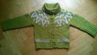98-104 zielony gruby sweter rozpinany, HM, 100% akryl