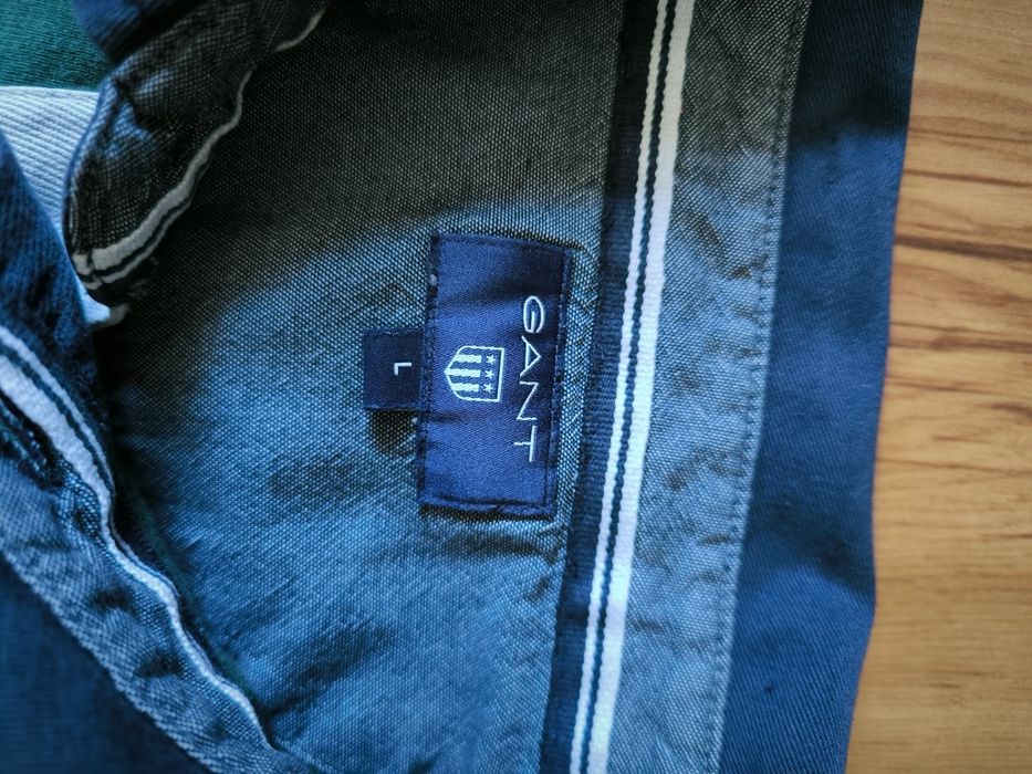 Gant longsleeve męski polo długi rękaw L zielone