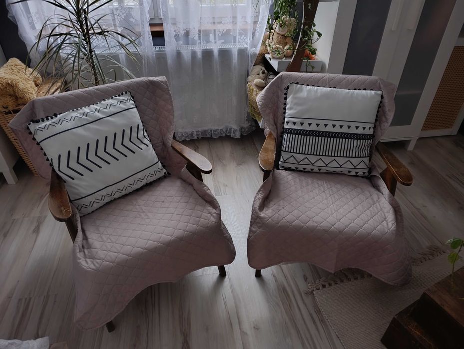 Fotel fotele PRL fotel tapicerowany komplet zieleń