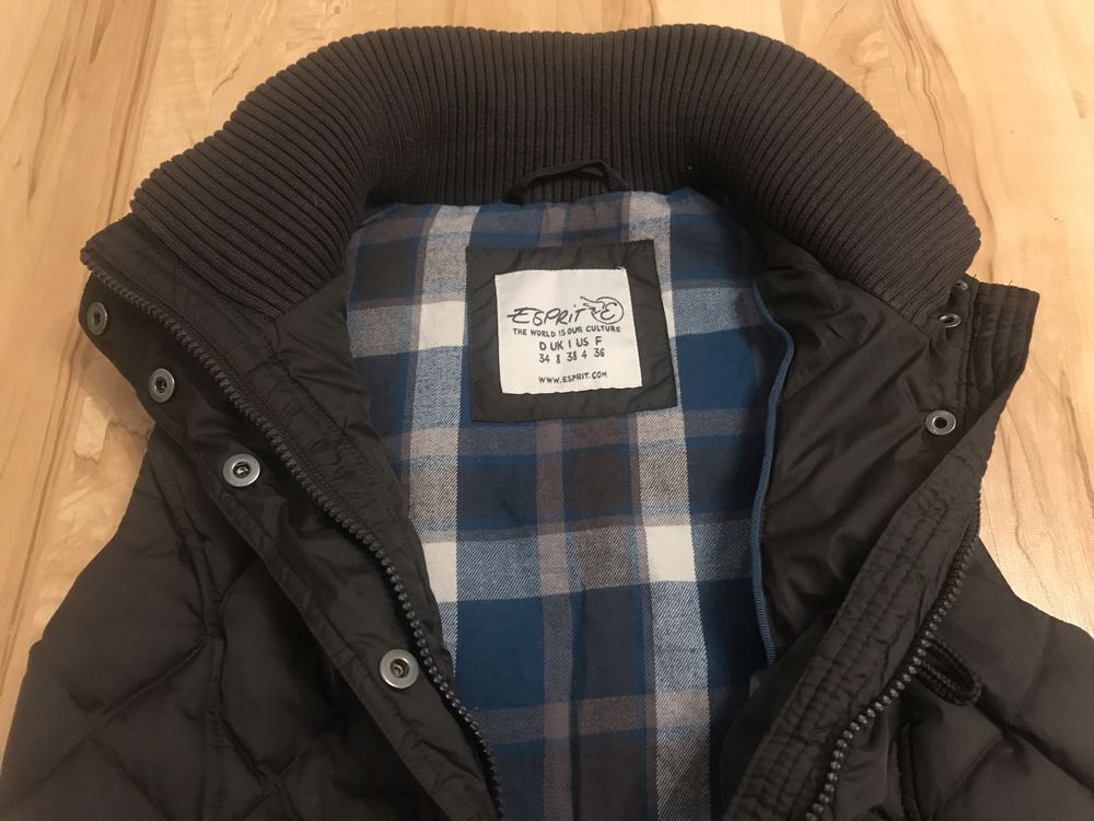 Brązowa pikowana ocieplana  kamizelka Esprit 34/ 36 damska Vintage