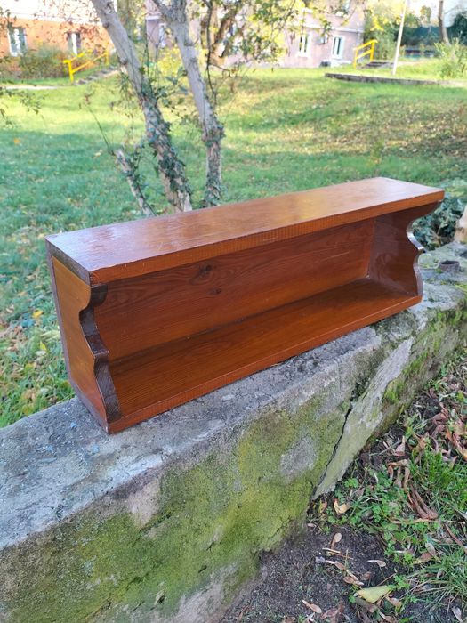 Solidna dębowa półka PRL