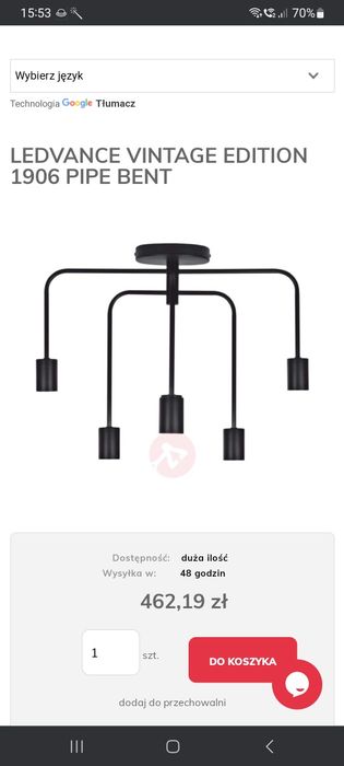 Żyrandol  na 6 żarówek czarny loft