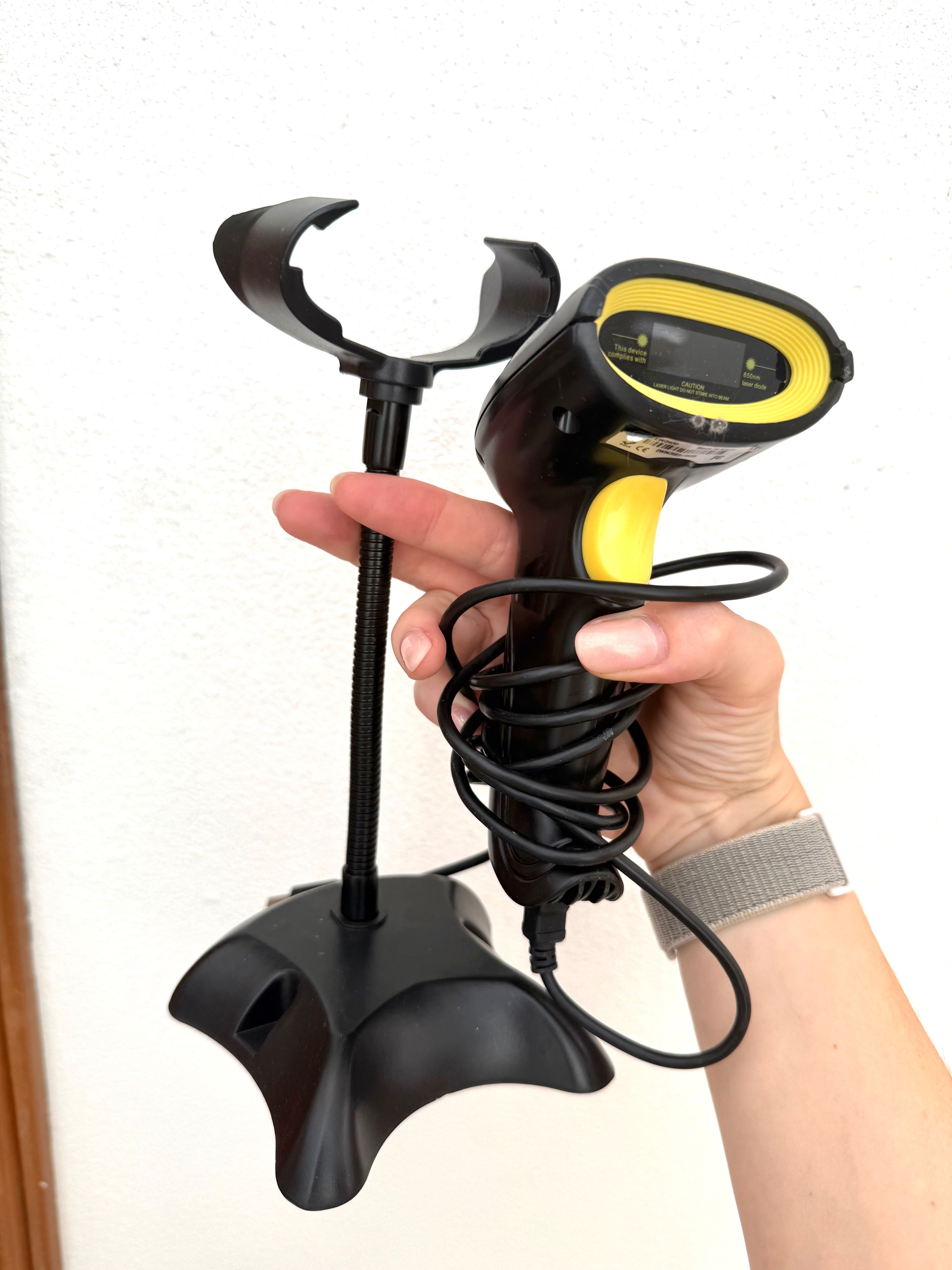 Leitor código de barras com suporte