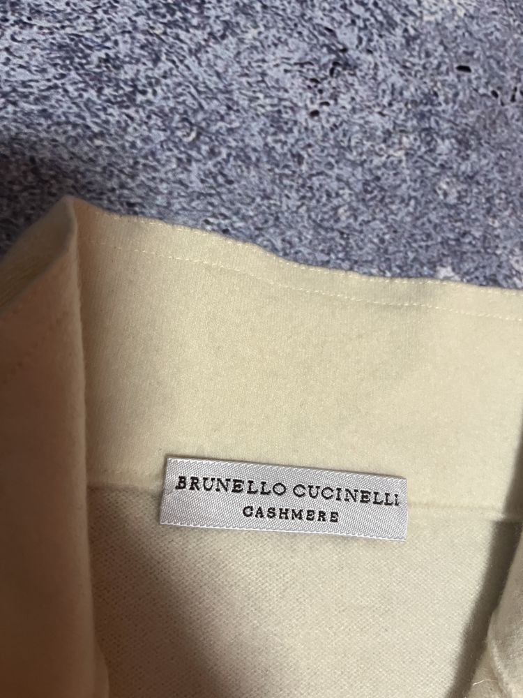 Бежевая кашемировая зип 1/3 кофта свитер женский Brunello Cucinelli