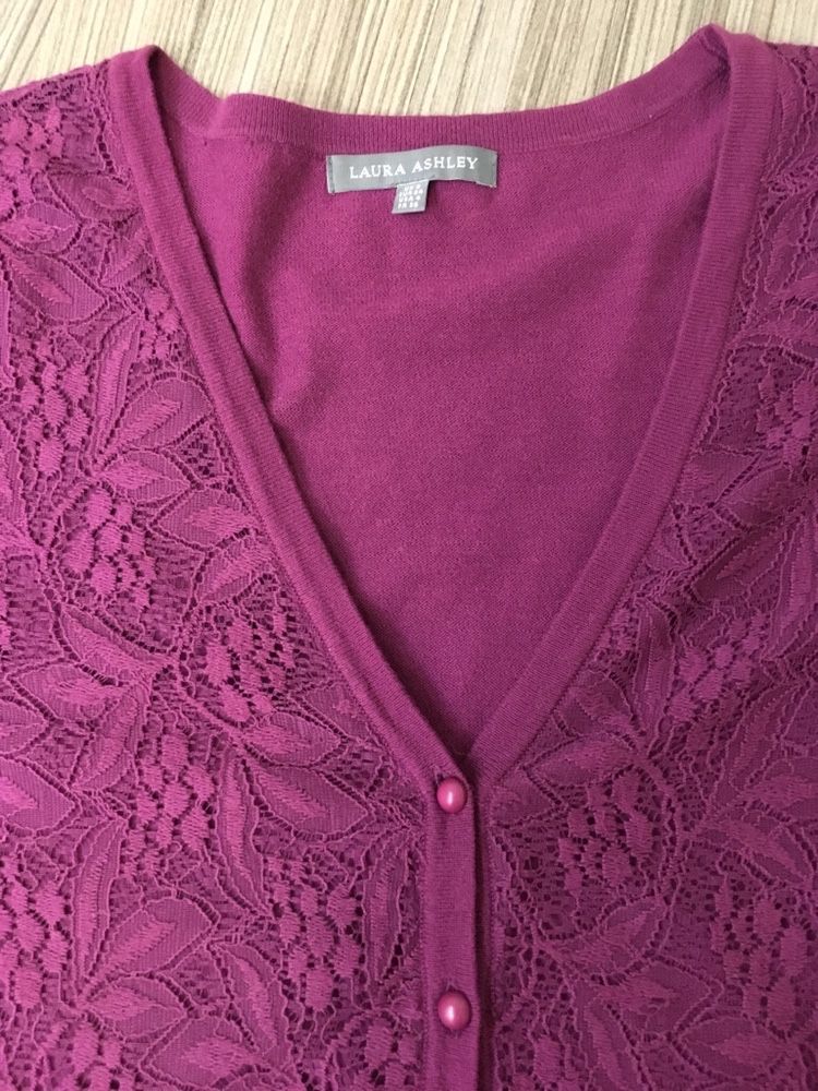 LAURA ASHLEY новый кардиган розовый кофта хлопок кружево бренд