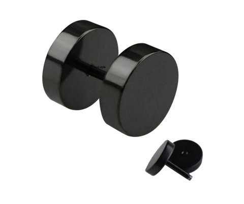 Fake plug czarny oszukany tunel - 8mm - 316 l - 2 sztuki