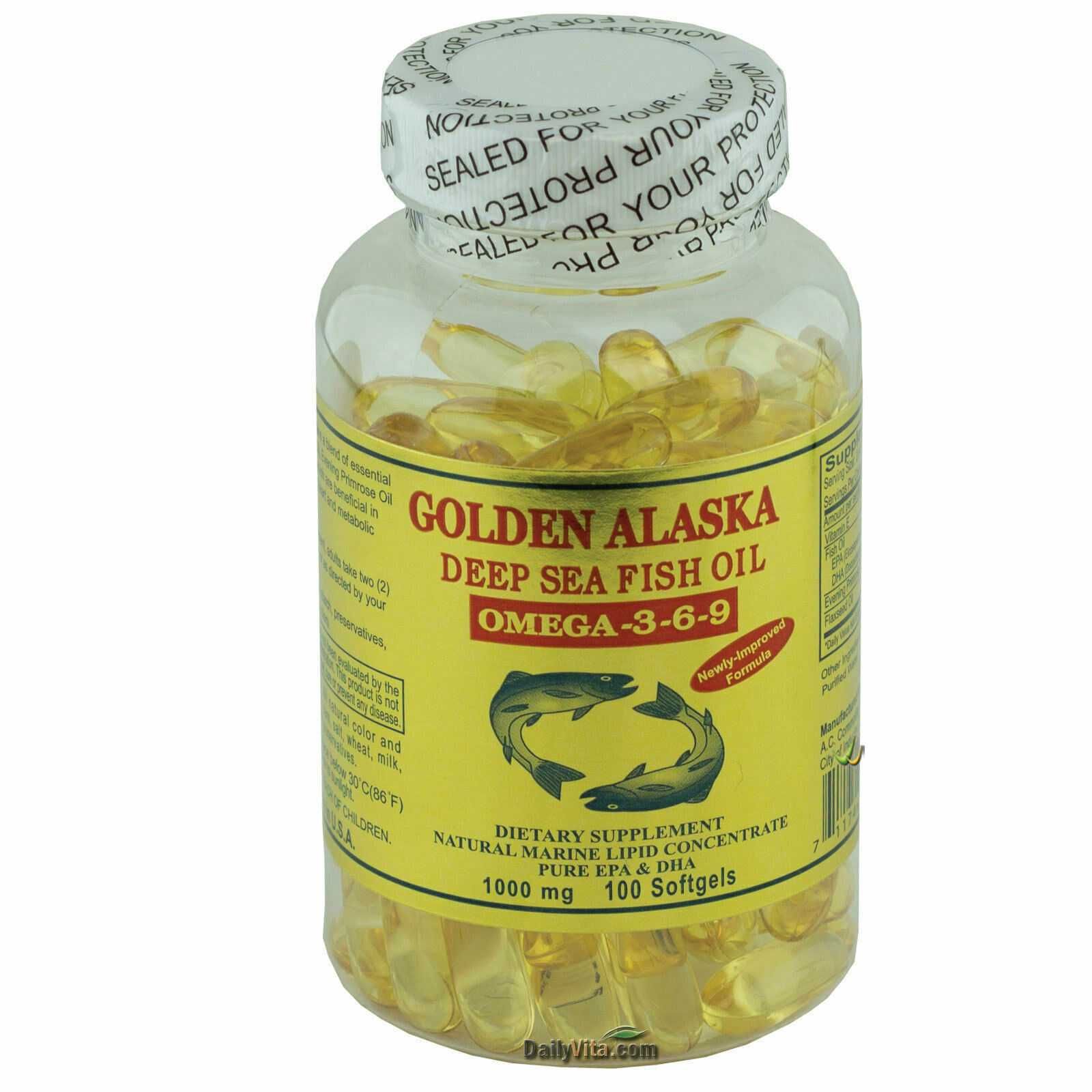 Рыбий Жир, Омега 3-6-9, Golden Alaska Deep Sea Fish Oil, 1000 Мкг