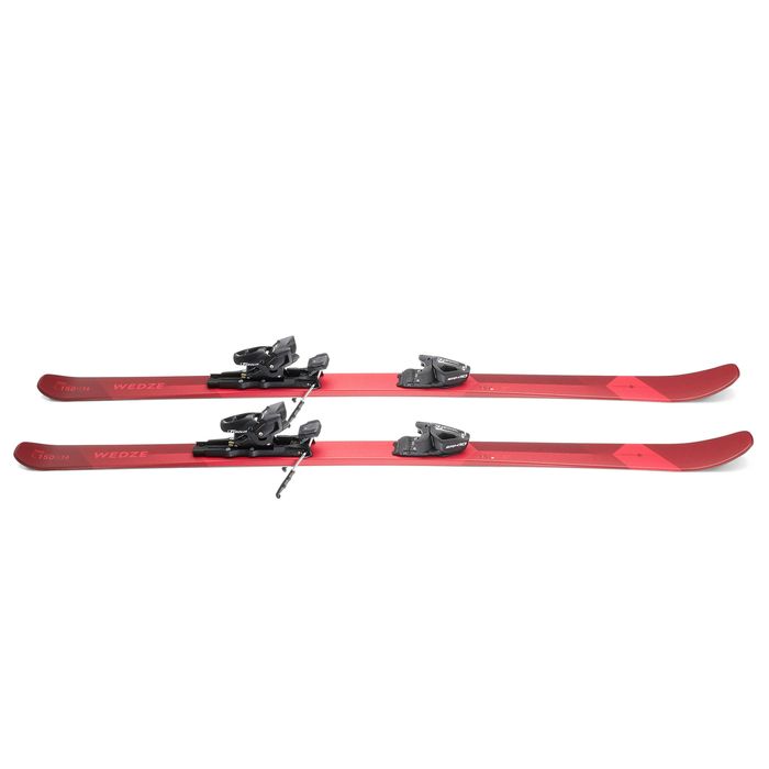 SKIS DE PISTA HOMEM COM FIXAÇÃO - CROSS 150+ - VERMELHO E BORDEAUX