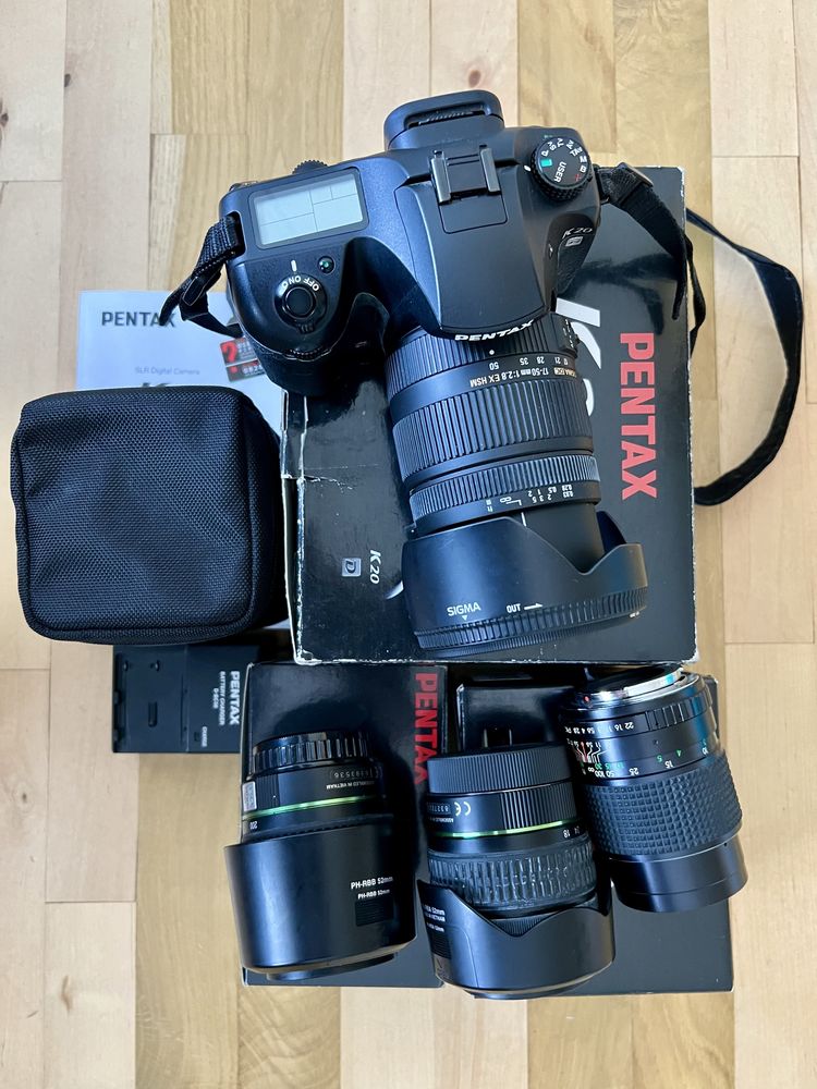 Pentax K20D + Sigma dc 17-50 2.8 + obiektywy kit
