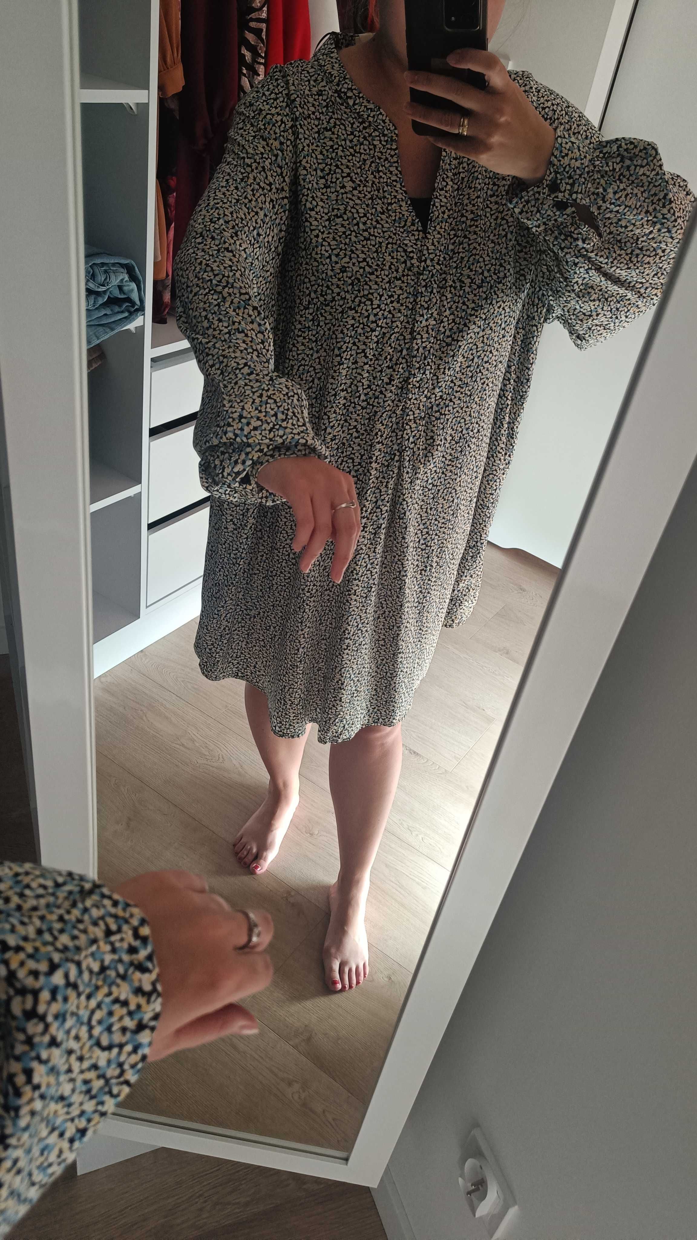 Nowa zwiewna sukienka, tunika oversize, sukienka 100% wiskoza, H&M