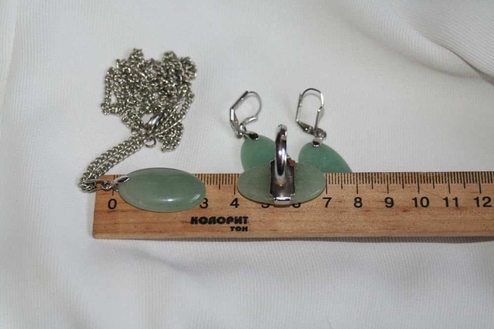 Кольцо с кабошоном морион серьги нефрит кулон лунний камень