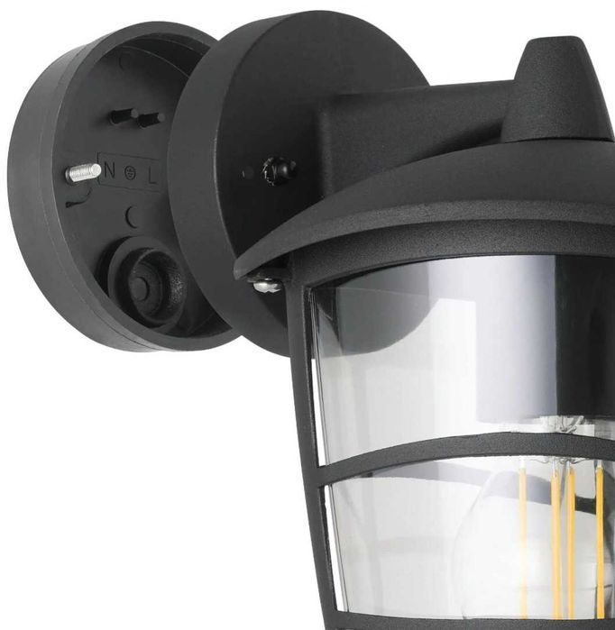 Lampa ścienna kinkiet zewnętrzny alu klasyczny czarny E27 Eglo ALORIA