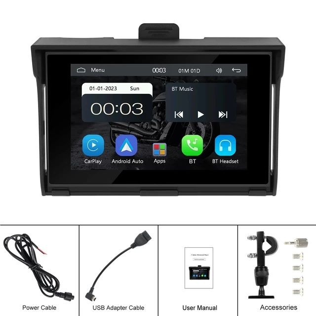 Ecrã navegação Carplay e Android Auto 5 polegadas para Moto BT NOVO
