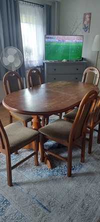 Stół rozkładany owalny, 6 krzeseł-  solidny zestaw kolor dąb