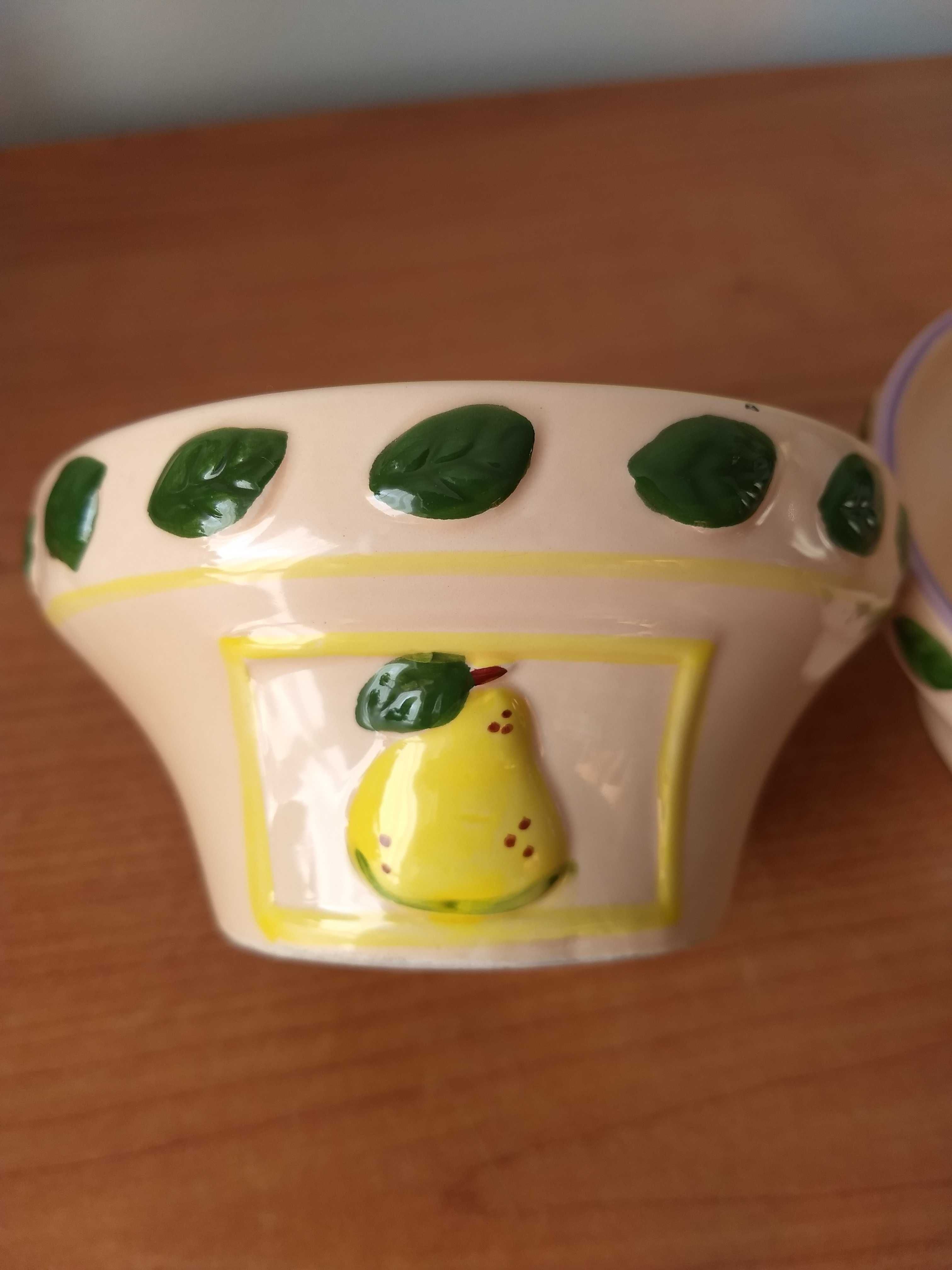 2x ciekawa doniczka osłonka ceramiczna do kuchni motyw owoce