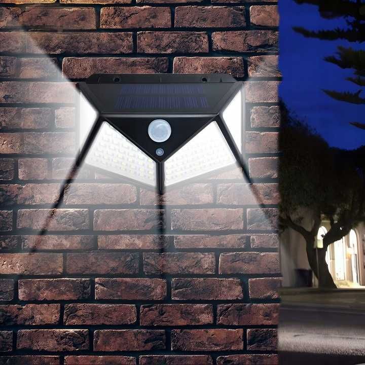 Lampa solarna z czujnikiem ruchu zmierzchu 100 led 3 sztuki