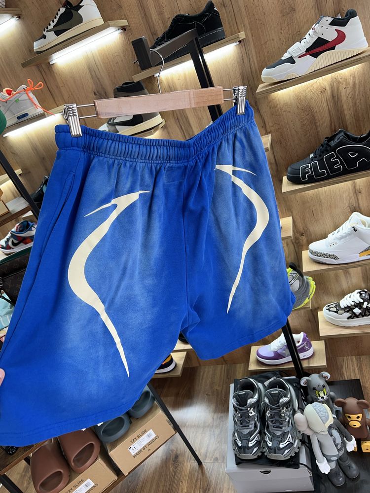 Шорти HELLSTAR Classic Logo Blue/Beige Faded Syna Corteiz