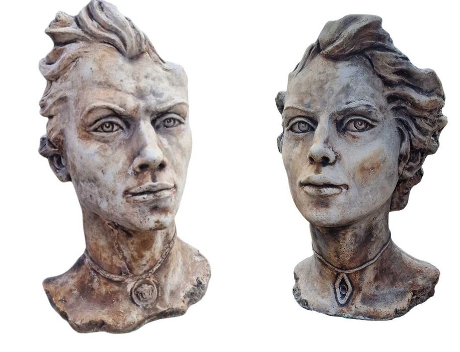 Figura ogrodowa maska rozmiar L para z konglomeratu betonowego