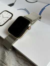 Apple Watch 7 45 mm stalowy stainless steel złoty gold