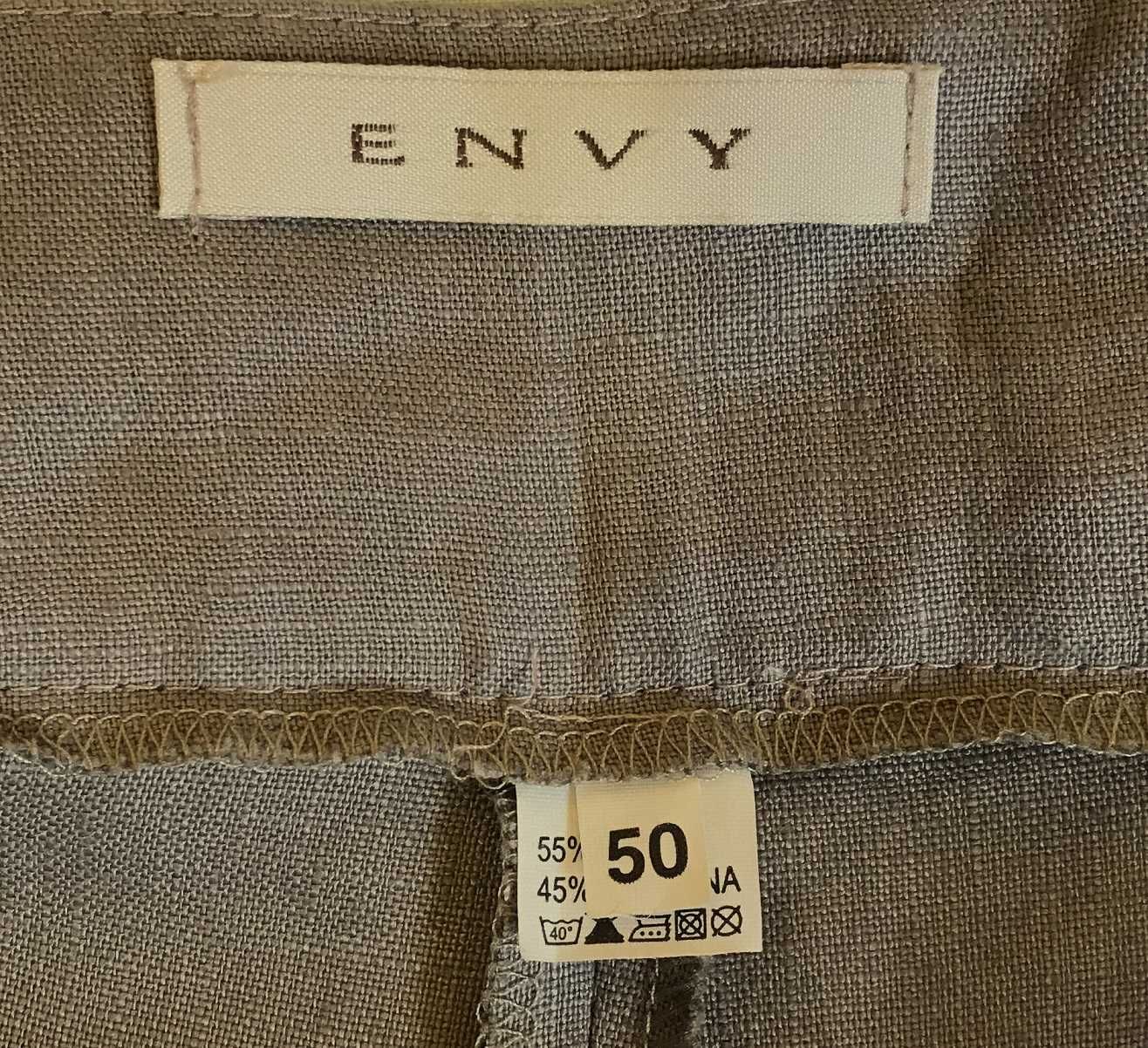 spodnie damskie envy len bawełna khaki wiązane w talii plus size 50