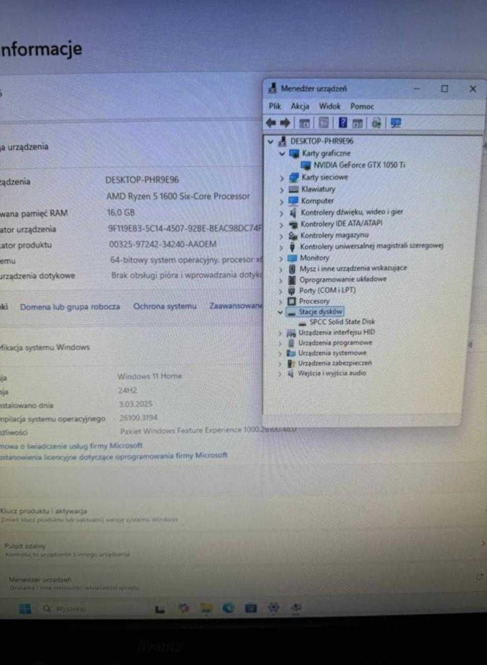 komputer do gier Ryzen 5 gtx 1050ti