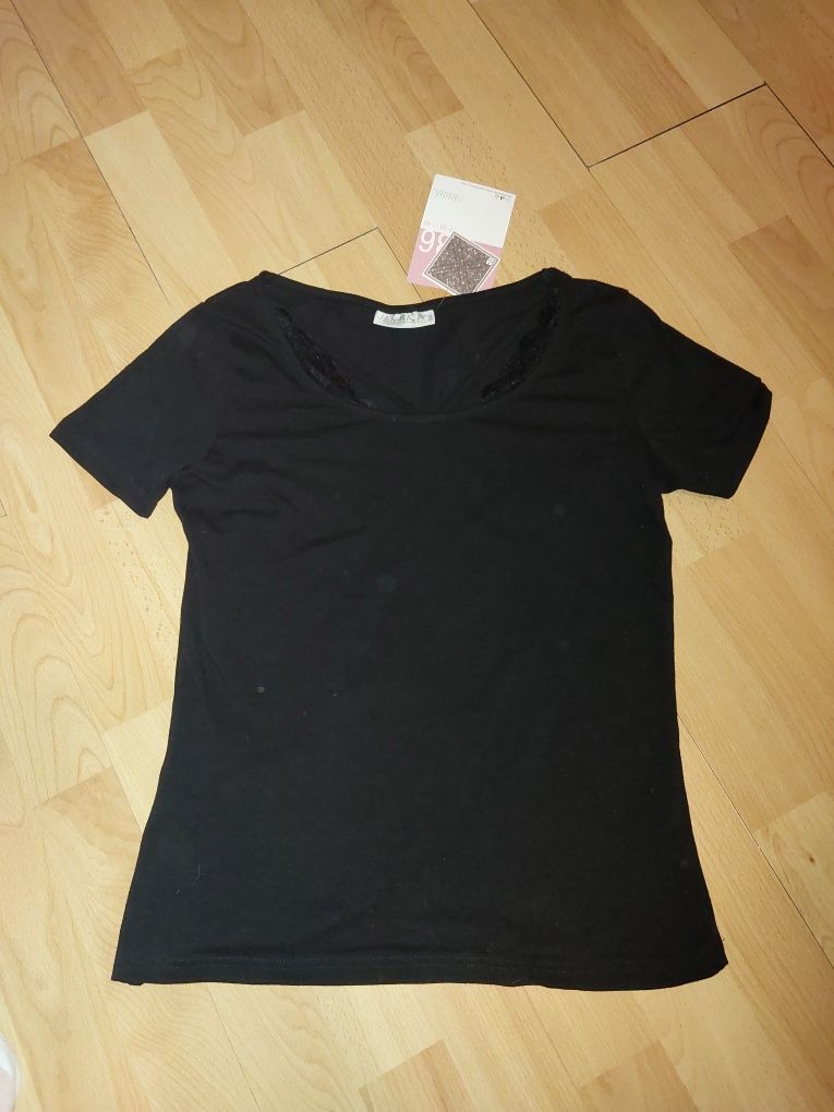 Nowa bluzka tshirt z bawełny urocza r 36 czarna