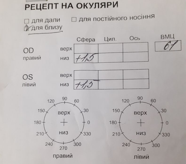 Продам очки для близи +1,50