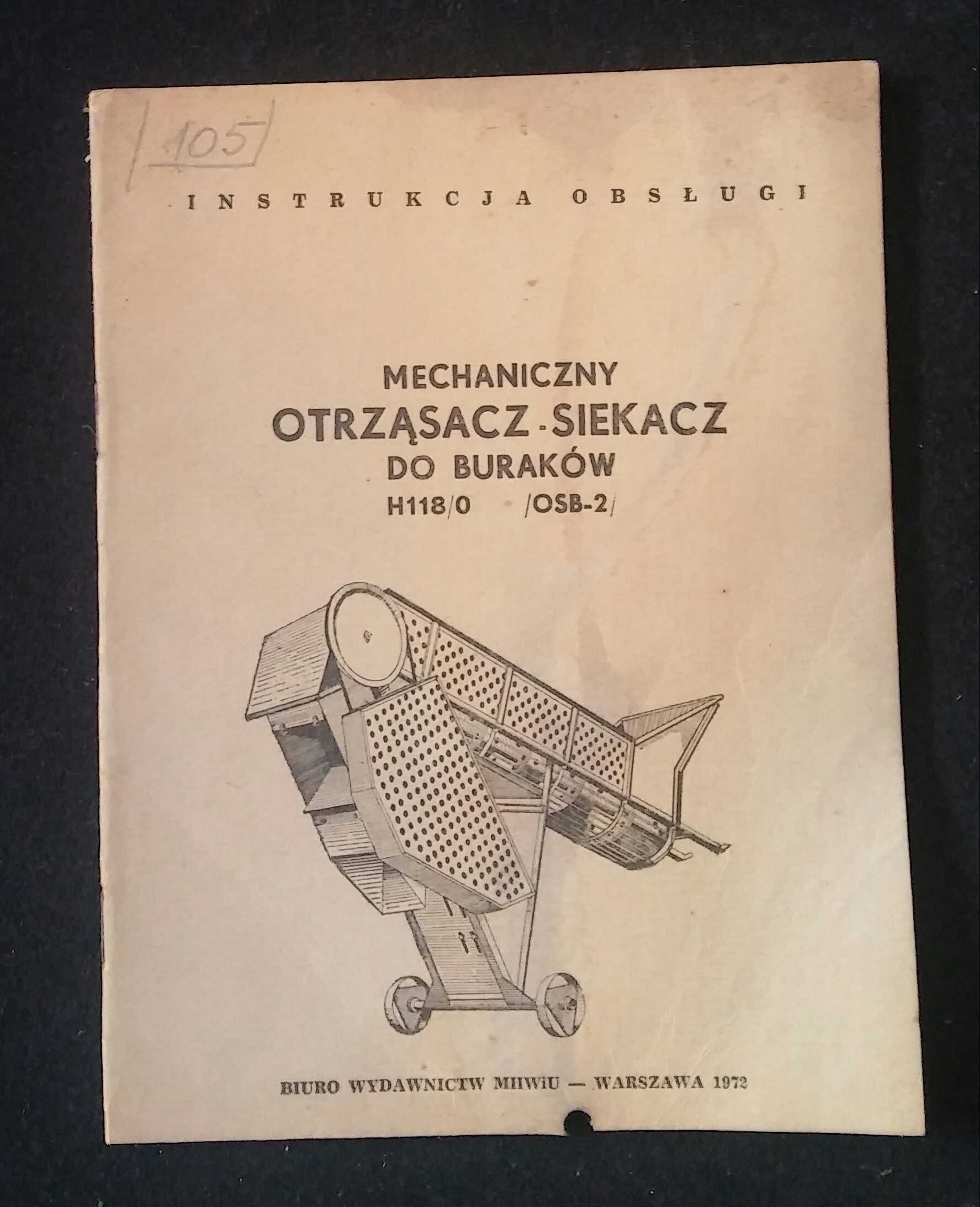 Otrząsacz siekacz do  buraków H118 instrukcja katalog części OSB-2