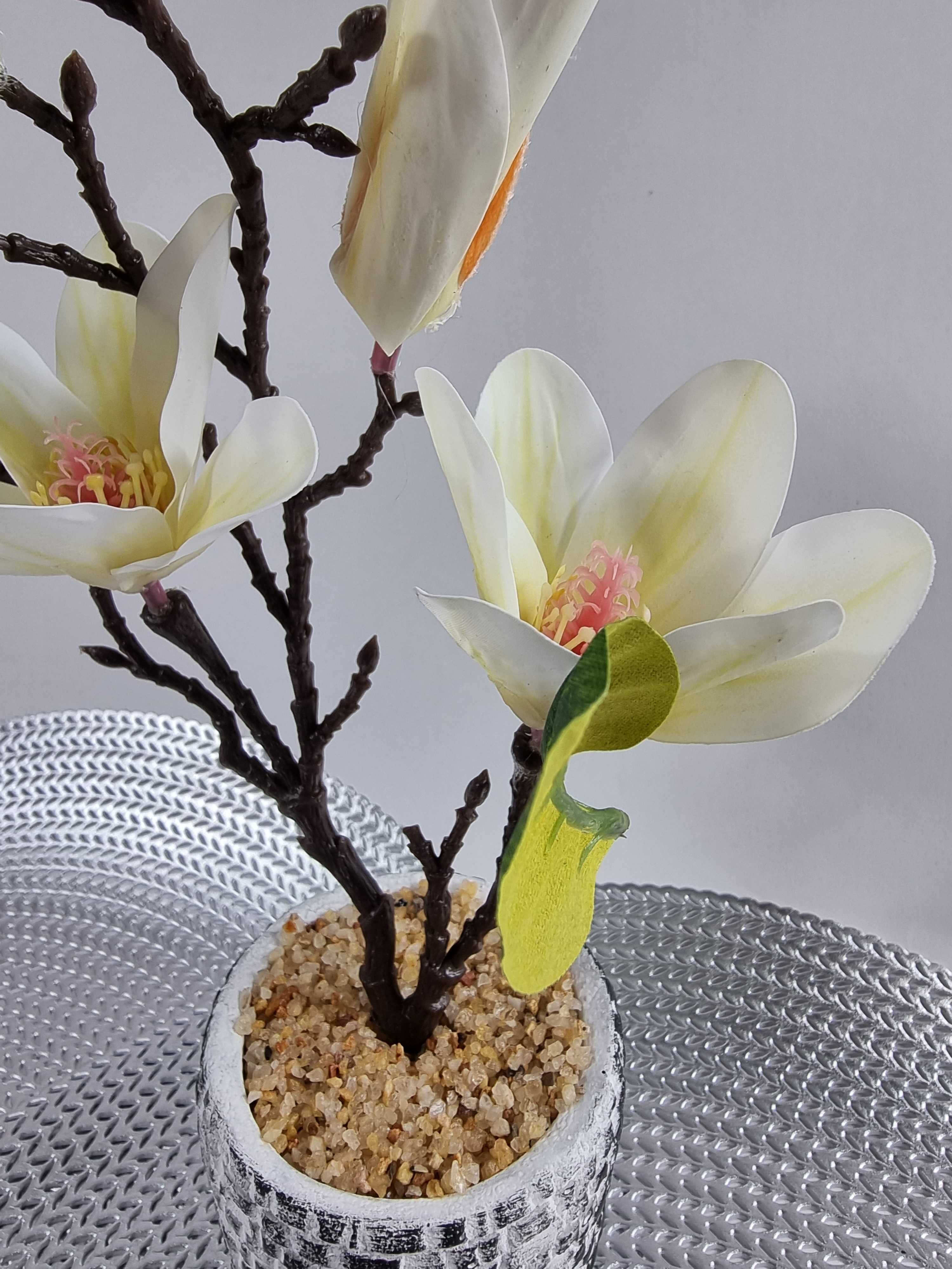 Sztuczny kwiat Magnolia ceramicznej doniczce sztuczne kwiaty jak żywe