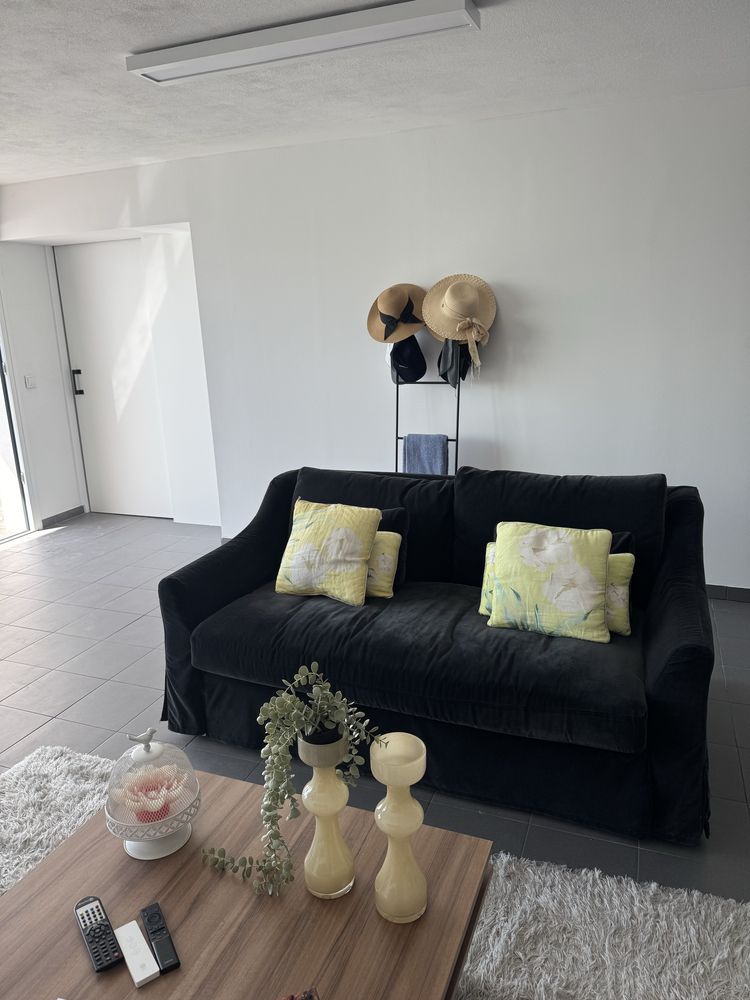 Sofa cama 2 lugares cinzento escuro veludo Ikea Farlov 2019