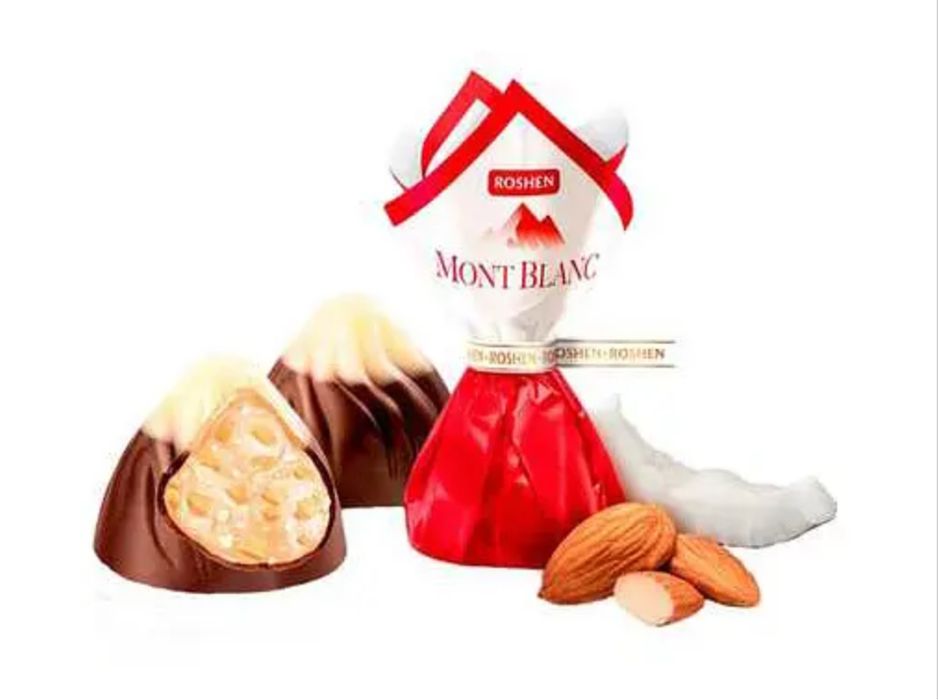 Цукерки Roshen Монблан з подрібненим мигдалем та кокосовим кремом 1 кг