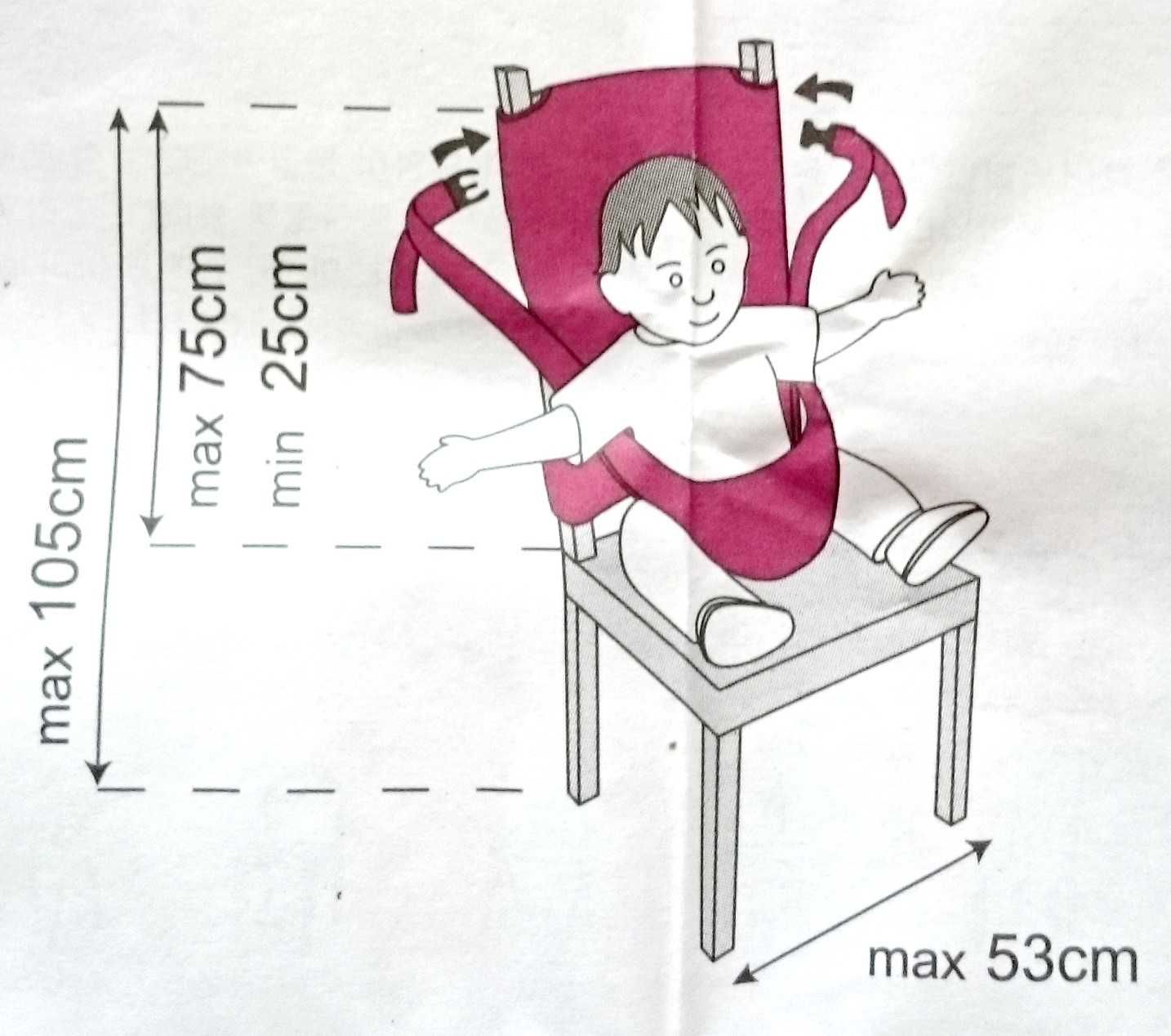 Krzesło dla dziecka fotelik do stołu pasy szelki turystyczne siedzisko